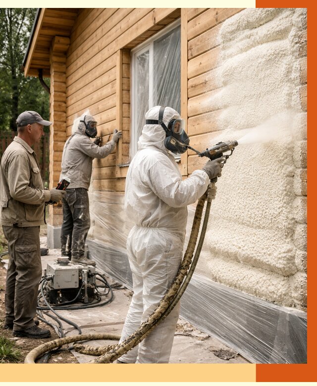 Утепление дома из бруса ППУ в Черногорске от 3930 руб/м2 под ключ | ТепломастерЧрн