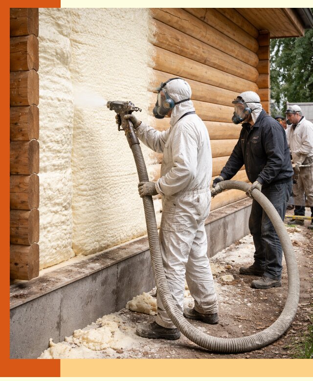 Утепление дома из бруса пенополиуретаном в Черногорске