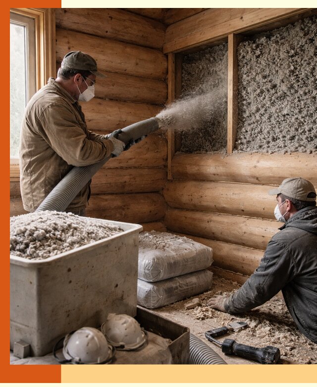 Утепление дома из бруса эковатой в Черногорске