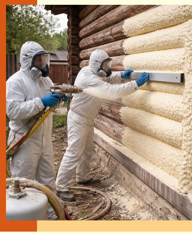 Утепление бревенчатого дома ППУ в Черногорске эффективной изоляцией