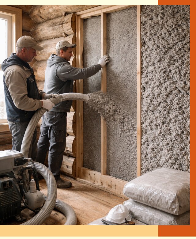 Утепление бревенчатого дома эковатой в Черногорске от 2807 руб. | ТепломастерЧрн