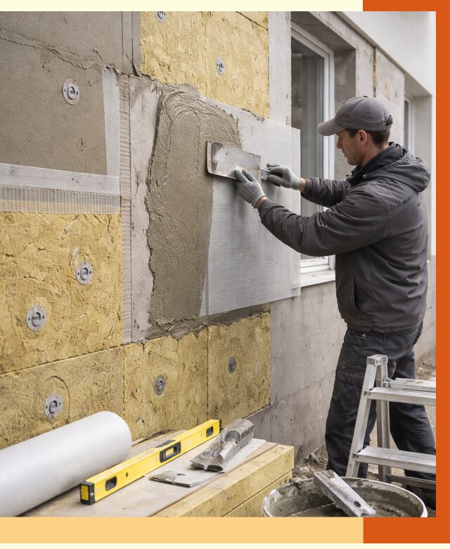 Утепление фасада под штукатурку в Черногорске от 4287 руб/м2 — монтаж пенопластом и минватой | ТепломастерЧрн