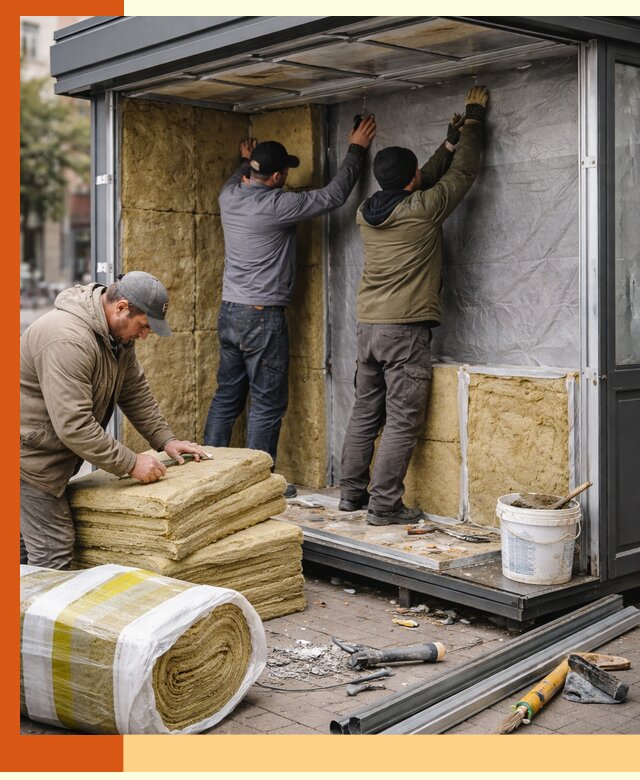 Утепление павильона шаурмы под ключ в Черногорске