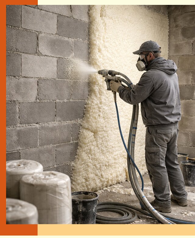 Утепление блочной стены ППУ в Черногорске качественно и надёжно