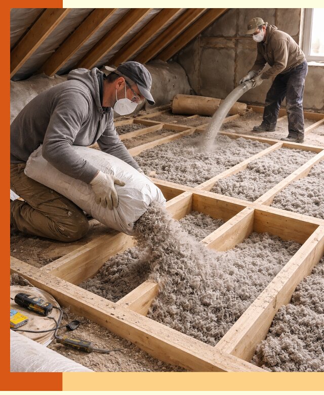 Заполнение полостей чердачного перекрытия в Черногорске качественно и надёжно