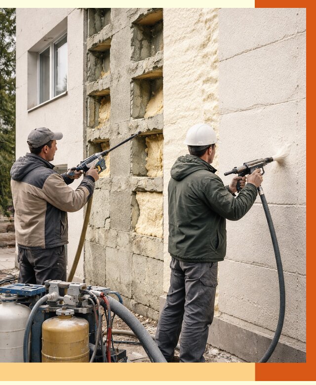 Заполнение пустот фасада в Черногорске от 4593 руб. — утепление пустот облицовки | ТепломастерЧрн