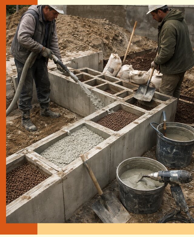 Заполнение полостей фундамента в Черногорске герметичным утеплением и повышением прочности