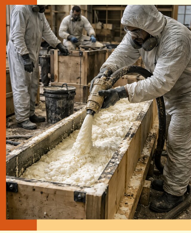 Заливка пенополиуретана в формы для утепления в Черногорске