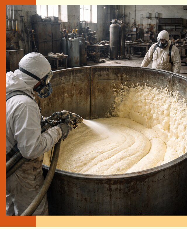 Заливка ппу в емкости с полной изоляцией и герметизацией в Черногорске