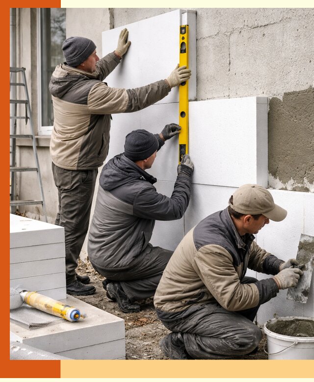 Утепление пенопластом наружных стен и фасадов в Черногорске