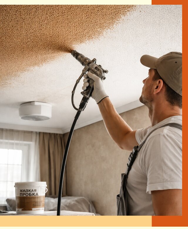 Утепление потолка жидкой пробкой в Черногорске от 3572 руб. | ТепломастерЧрн