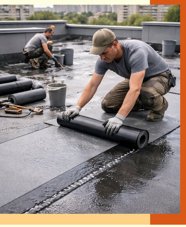Гидроизоляция плоской кровли в Черногорске от 4593 руб./м2 — профессионально | ТепломастерЧрн