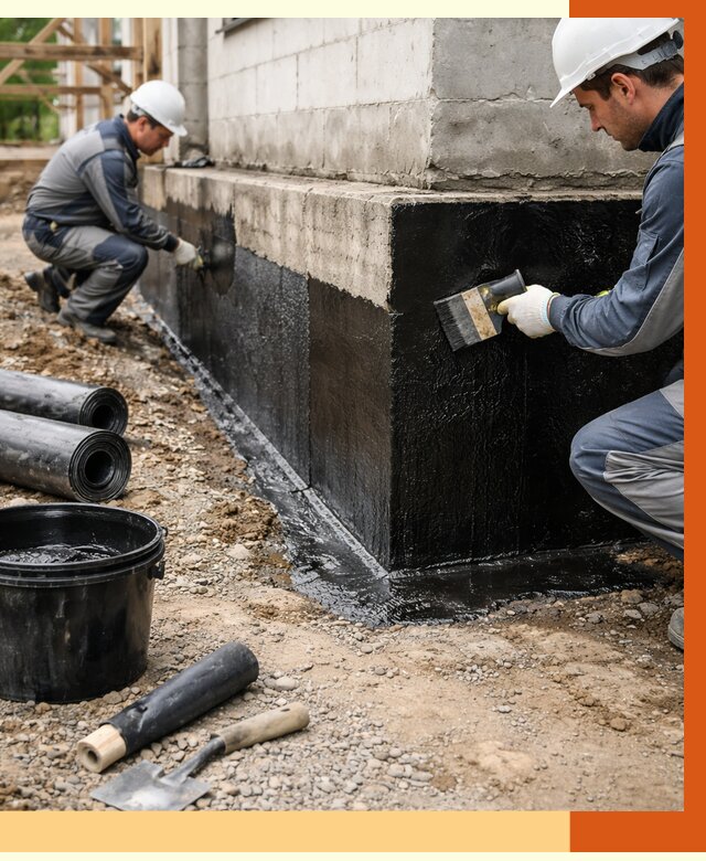 Гидроизоляция фундамента в Черногорске от 1276 руб. — профессионально, под ключ | ТепломастерЧрн