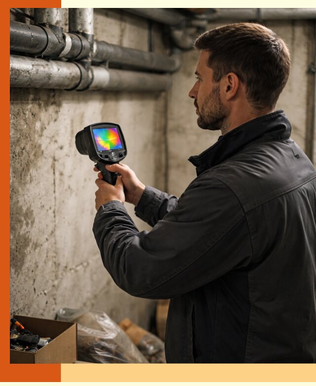 Тепловизионное обследование подвала в Черногорске для поиска утечек тепла